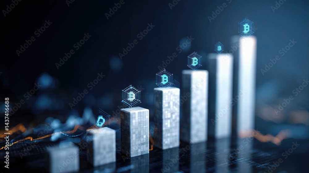 Poster Digital Growth in Blockchain Technology Visualized with Bar Graphs