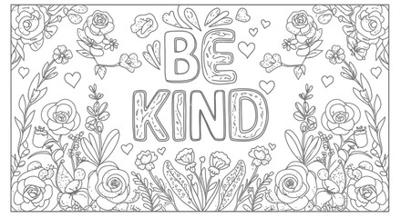 Be Kind Message Outline Coloring Activity for Kids