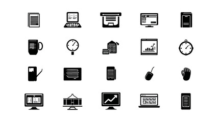 Icon sheet, simple shapes, Webinar Screen icons