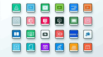 Icon sheet, simple shapes, Webinar Screen icons