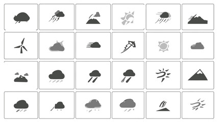 Icon sheet, simple shapes, Windy Weather icons