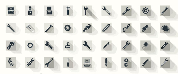 Icon sheet, simple shapes, Wrench icons