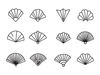 Paper Fan line art icon minimalist art sketch