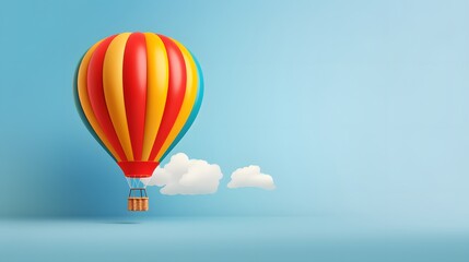 Breathtaking Hot Air Balloon Journey with a Spectrum of Bold Colors Among Wispy Cloud Layers | Generative AI