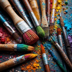 Fototapeta premium colorful paint brushes