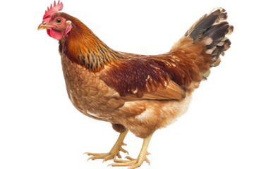 Realistic image of a chicken poultry bird shown clearly isolated on a clean white background