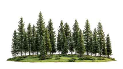 Lush Green Evergreen Forest on Transparent Background, PNG