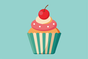 Isolated Cupcake with Cherry Vector Illustration