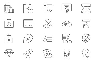 Hobby and Entertainment linear icon collection. Hobby, and Entertainment icons. Thin line icons collection. Vector illustration