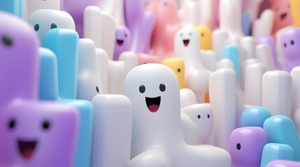 Obraz premium Creative Festive Framework with Animated Ghosts and Vivid Monsters for Halloween | Generative AI
