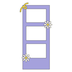 Pop retro cute groovy polaroid photo frames background. Doodle frame polaroid border element vector illustration