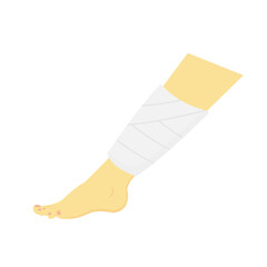 vector of bandaged legs due to broken legs, injuries and accidents