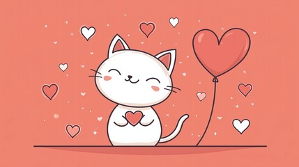 Cute Cartoon Kitten with Big Sparkling Eyes and Playful Expression