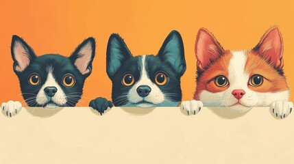 Cute Cartoon Kitten with Big Sparkling Eyes and Playful Expression