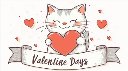 Cute Cartoon Kitten with Big Sparkling Eyes and Playful Expression