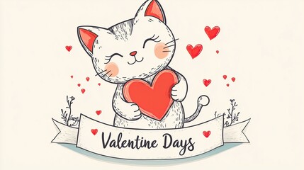 Cute Cartoon Kitten with Big Sparkling Eyes and Playful Expression