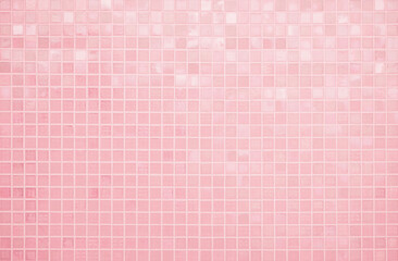 Pink tile wall chequered background bathroom floor texture. Ceramic wall and floor tiles mosaic background in bathroom and kitchen clean. Pool design pattern geometric with grid wallpaper decoration.