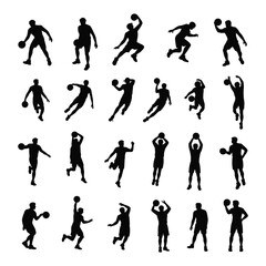 Basketball Player Silhouettes - Action Poses Collection