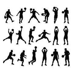 Basketball Player Silhouettes - Action Poses Collection