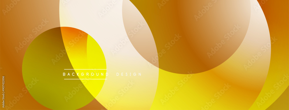 Fototapete Abstract design features overlapping circles, warm color palette. Gradient shades create depth, modern aesthetic. Minimalist composition.