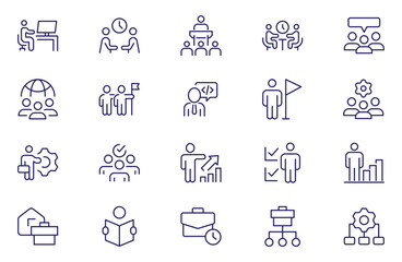 Workshop and Office related outline icon collection. Editable line icon set.