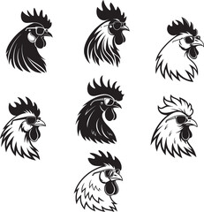 black and white rooster icons