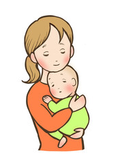 Original characters Mather holding a baby