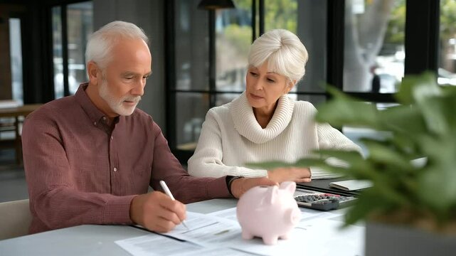 Couple Depositing Savings into Retirement Account in Bright Morning
