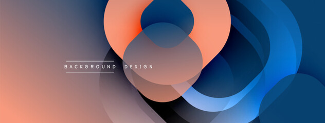 Abstract shapes overlap, creating gradient effect. Soft colors blend, forming modern background design. Minimalist aesthetic.