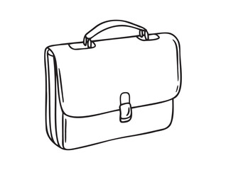briefcase doodle hand drawn icon. Outline drawing briefcase line clipart symbol