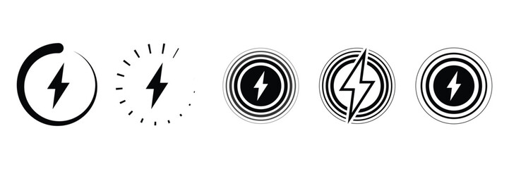 Set of wireless charging icon collection. Wireless Energy charging symbol Vector Illustration.