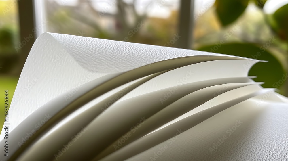 Poster elegant layers: an abstract exploration of white paper textures and forms