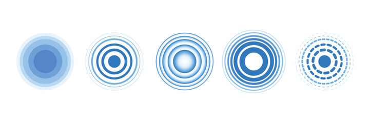 Set of Pain localization sign and pain pointing circle collection. different concentric circles symbol vector illustration. 