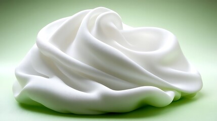 Elegant swirls of white cream atop a soft green backdrop creating a serene vibe