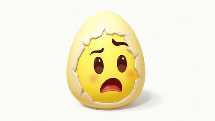 A cracked egg-shaped emoji (with a jagged crack across it) showing a startled expression