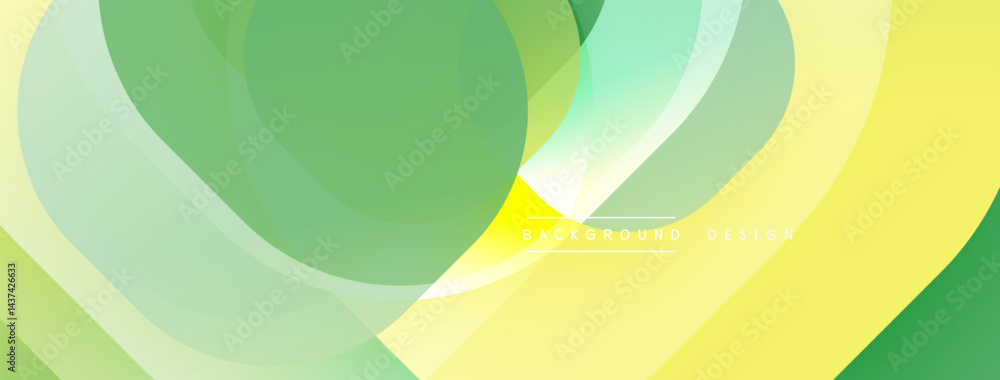 Aufkleber abstract layers, flowing shapes, green yellow hues. soft gradients create dynamic visual effect. mod