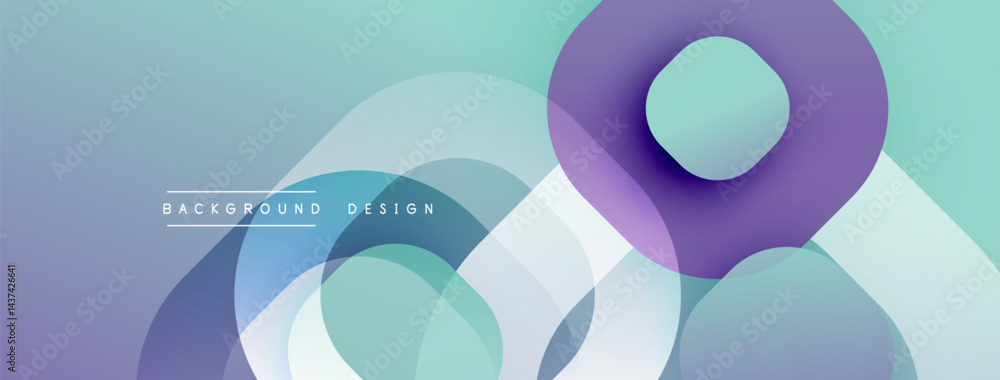 Fototapete abstract composition. overlapping circles, soft gradients, pastel colors create modern visual effect