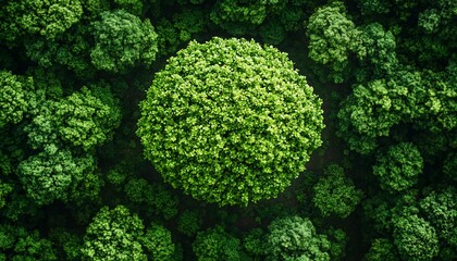 Lush green sphere amidst a forest canopy