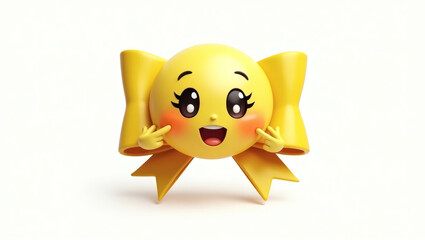 A ribbon bow-shaped emoji with an excited blushing face