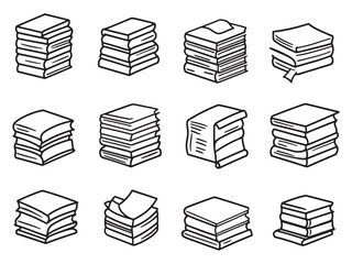 Paper Stack line art icon clean and simple style