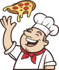 Pizza maker tossing pizza