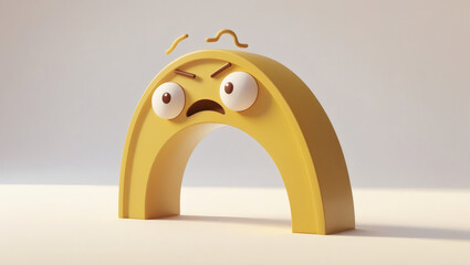  bridge arch-shaped emoji (wide and low curve) with a worried expression