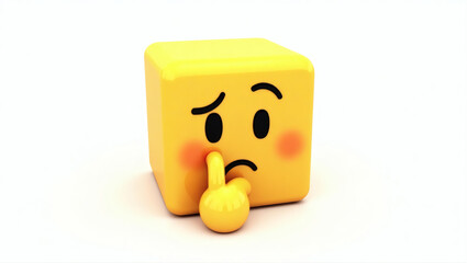 A cube-shaped emoji (3D block) with a thinking face