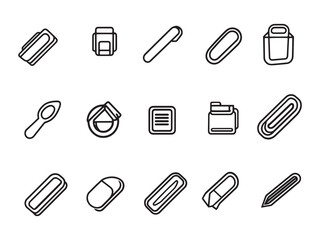 Paperclip line art icon elegant graphic design symbol.