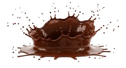 Dynamic Chocolate Splash Isolated on White Background for Confectionery Designs