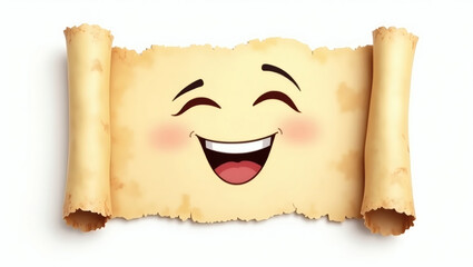 A scroll-shaped emoji (rolled paper ends) showing a wise, knowing smile