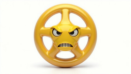A steering wheel-shaped emoji (simple round shape with three spokes) showing a determined focus
