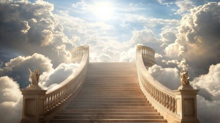 Obraz premium A majestic staircase leads into the serene clouds above.