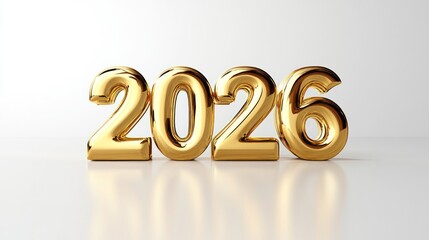 Golden 2026 numerals on white background