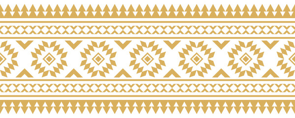 Gold ethnic border with geometric tribal pattern.